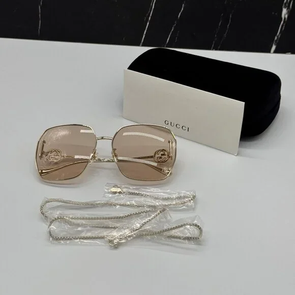 NEW GUCCI GG1207SA 001 GOLD/PINK WOMEN SUNGLASSES GUCCI - Picture 9 of 12
